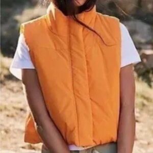 Free People Orange Puffer Vest